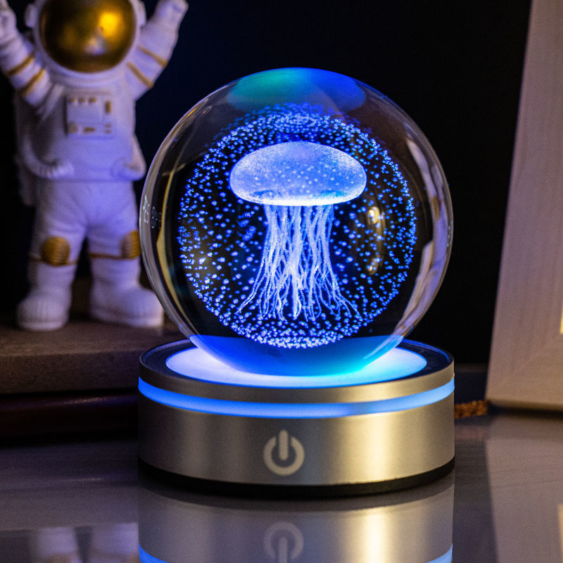 3D Engraved Crystal Ball Night Light