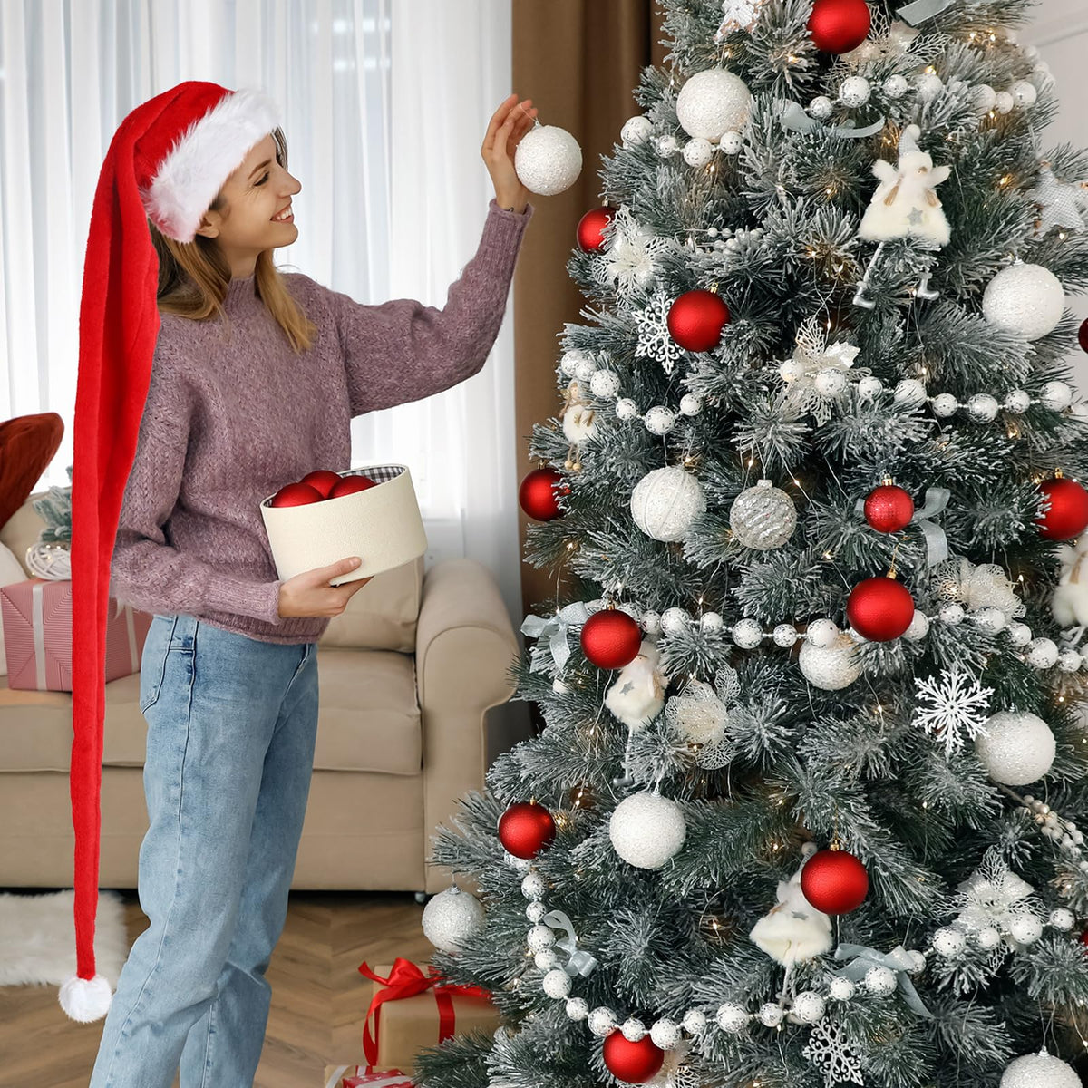 Extra-Long Plush Santa Hat