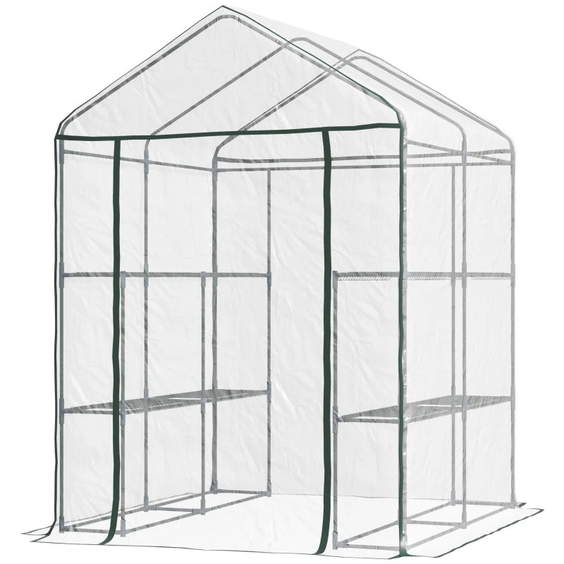 Mini Walk-In Greenhouse with Shelves