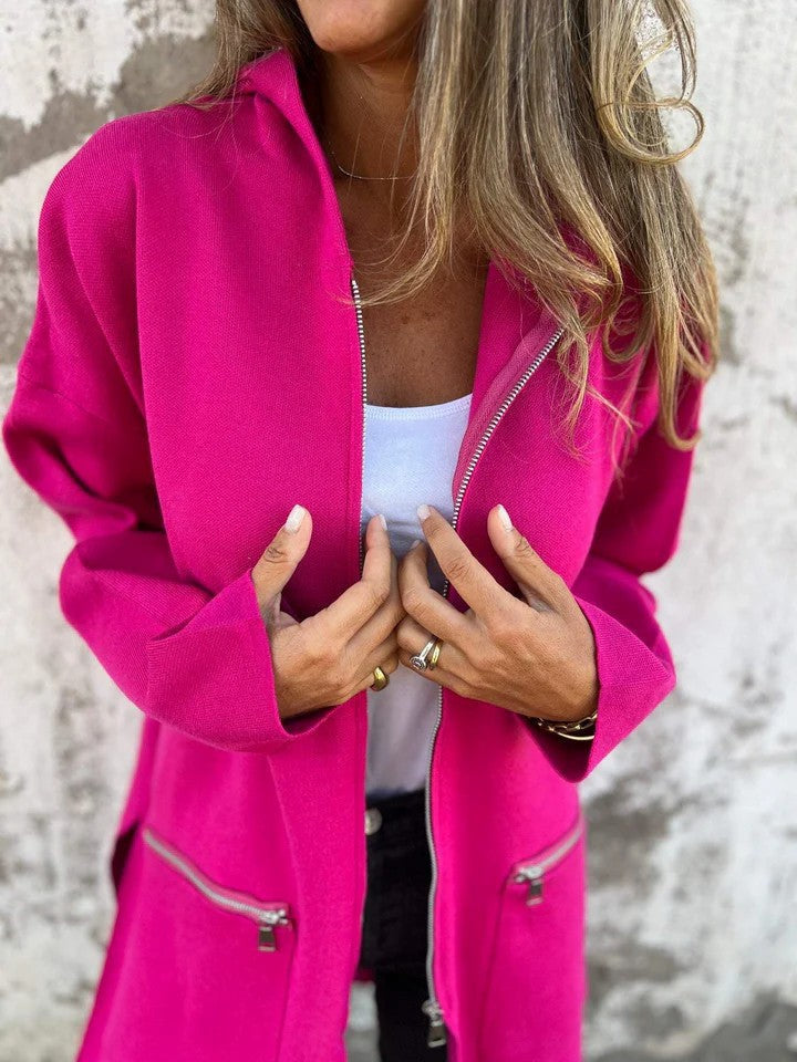 Hooded Zip-Up Cardigan Coat