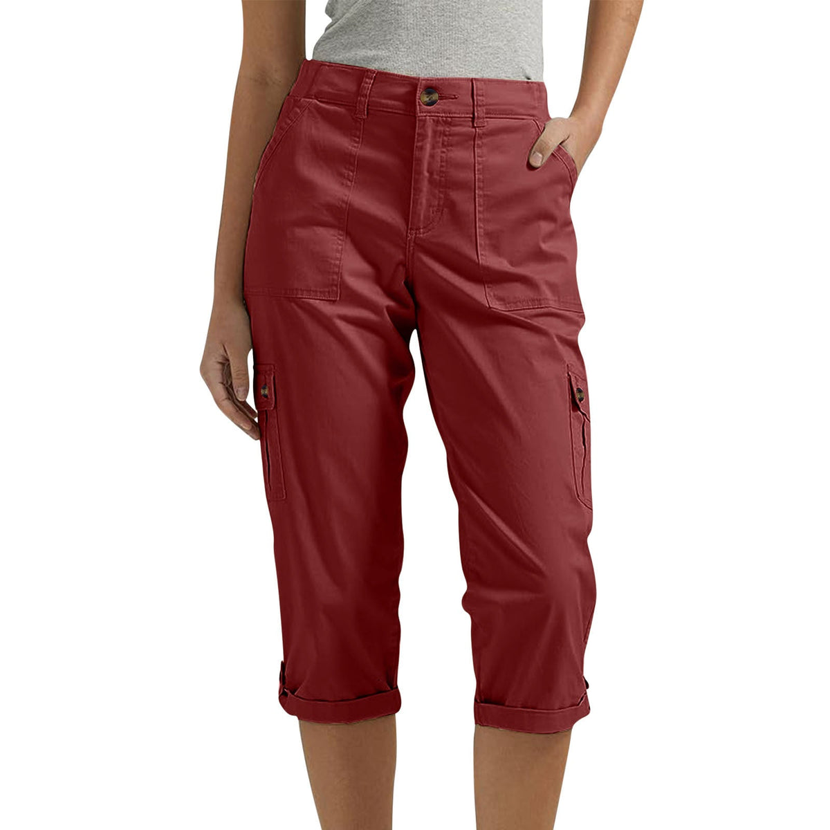 High-Waist Cropped Cargo Pants