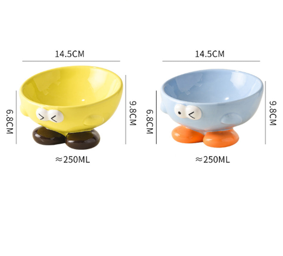 Tilted Cute Face Ceramic Pet Bowl