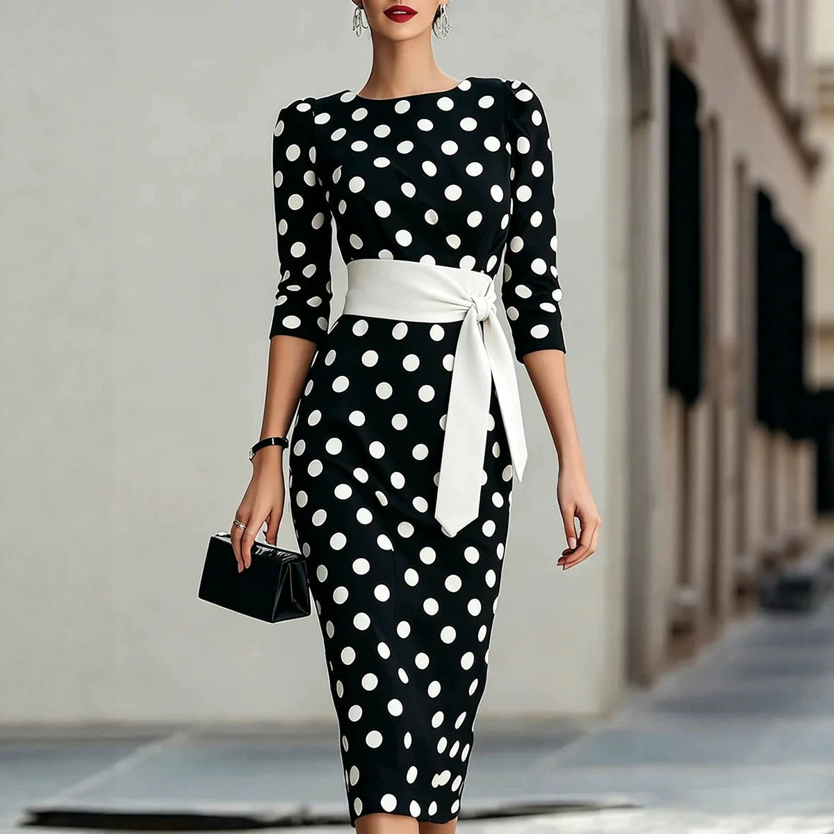 Women's Belted Midi Pencil Dress
