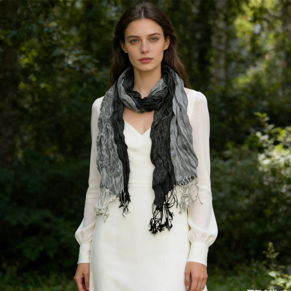 Gray Jacquard Winter Scarf