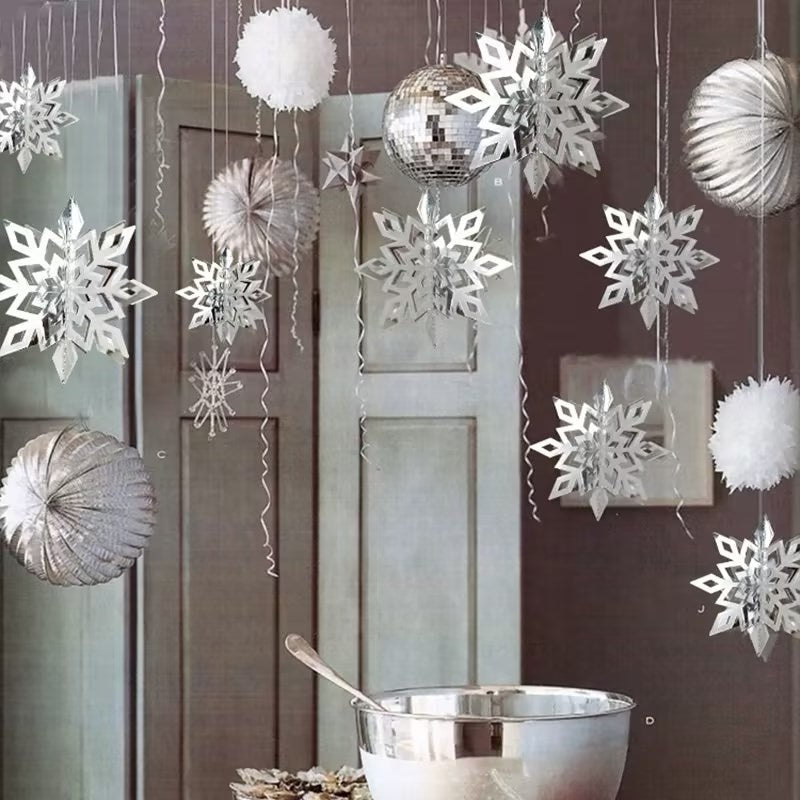 Hanging Paper Snowflake Decorations