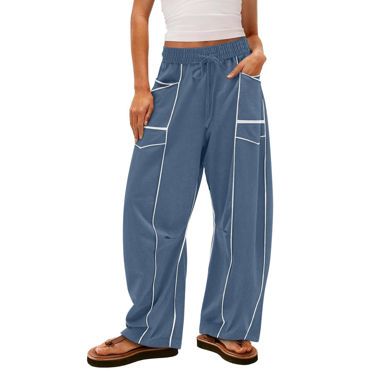 Striped Wide-Leg Sweatpants