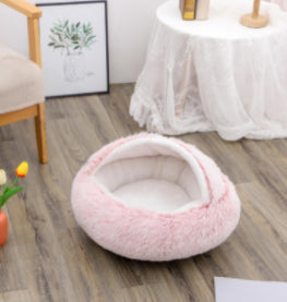 2-in-1 Plush Pet Bed & Cave
