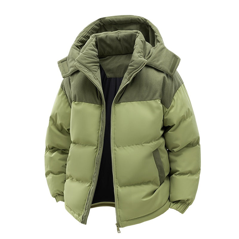 Colorblock Puffer Coat with Detachable Hood