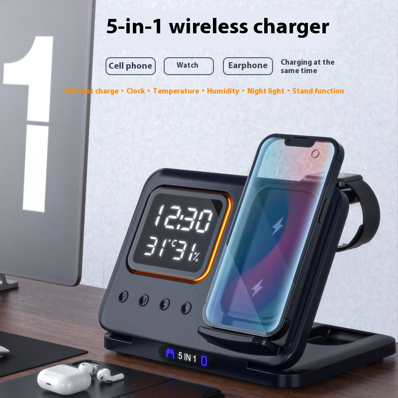 5-in-1 Wireless Charger with Alarm Clock