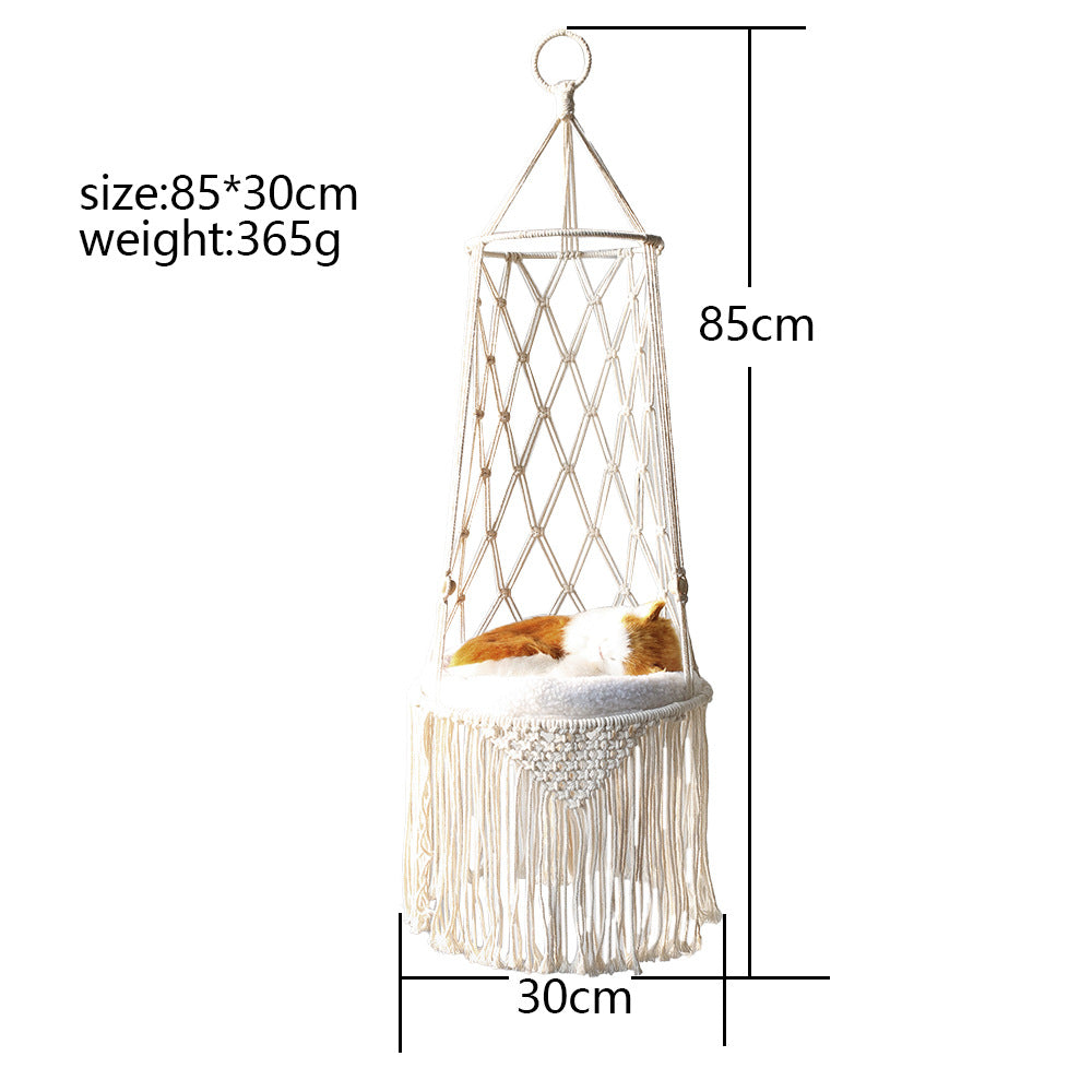 Macrame Wall-Hanging Cat Hammock