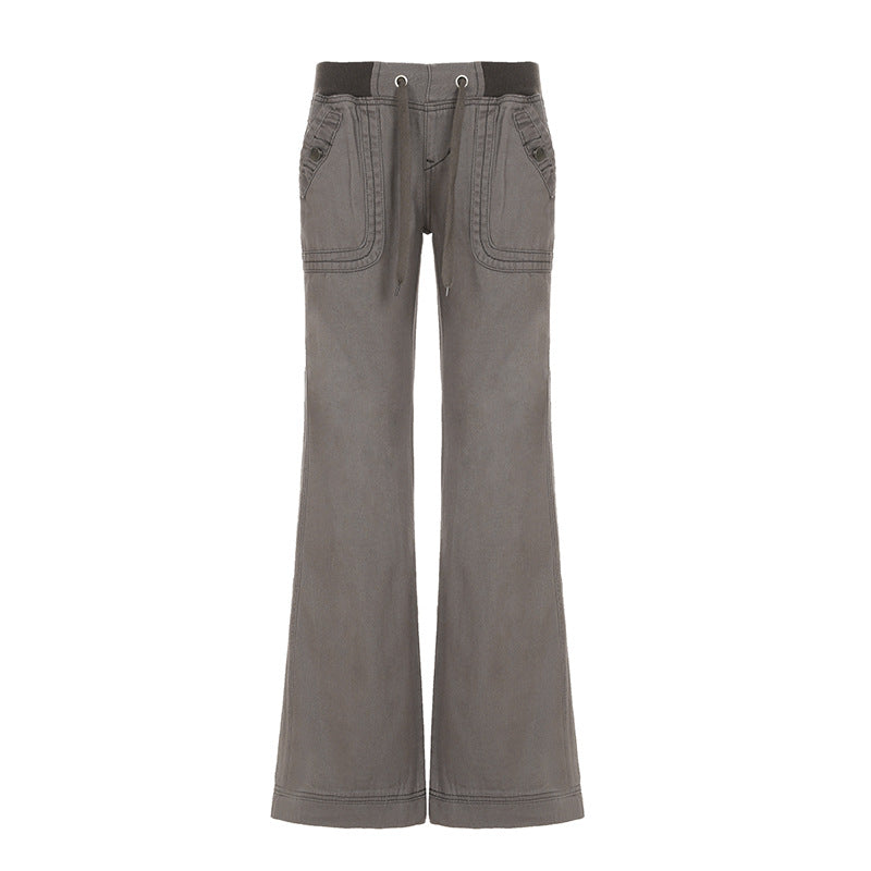 Low-Rise Straight Jeans with Contrast Stitching