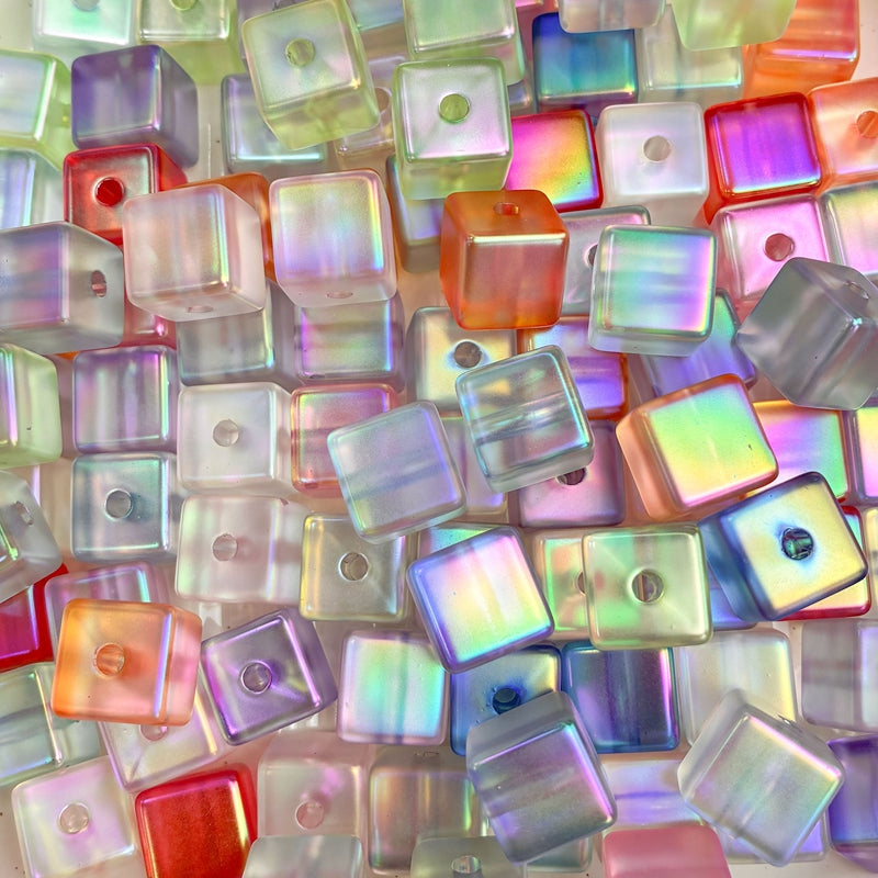 Iridescent Acrylic Cube Beads