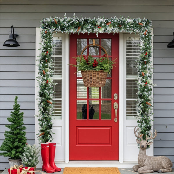 Pre-Lit Snowy Christmas Garland (2-Pack)