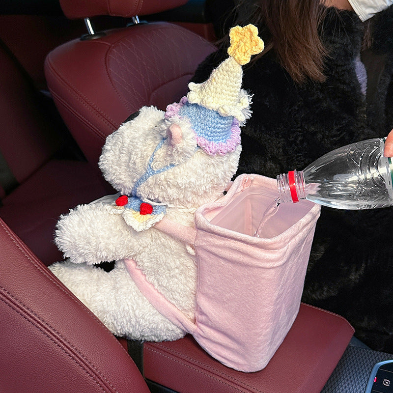 Plush Puppy Car Trash Bin