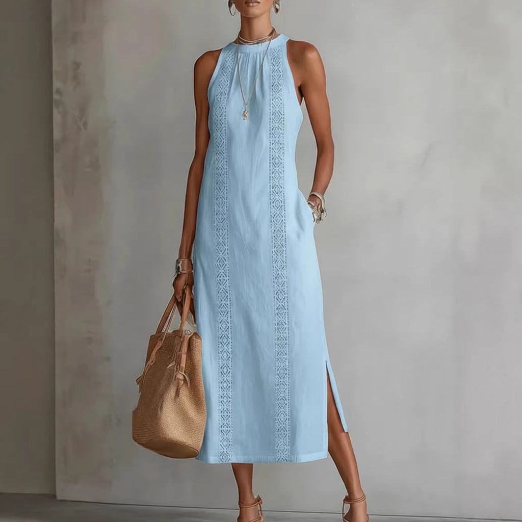 Women's Halter Lace Patchwork Dress