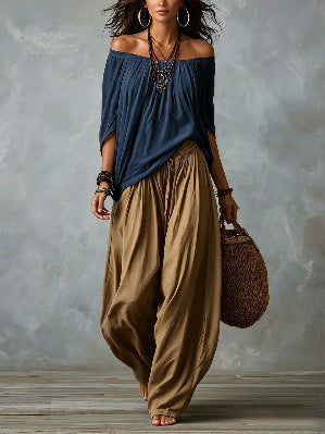 Off-Shoulder Top & Flare Pants Set
