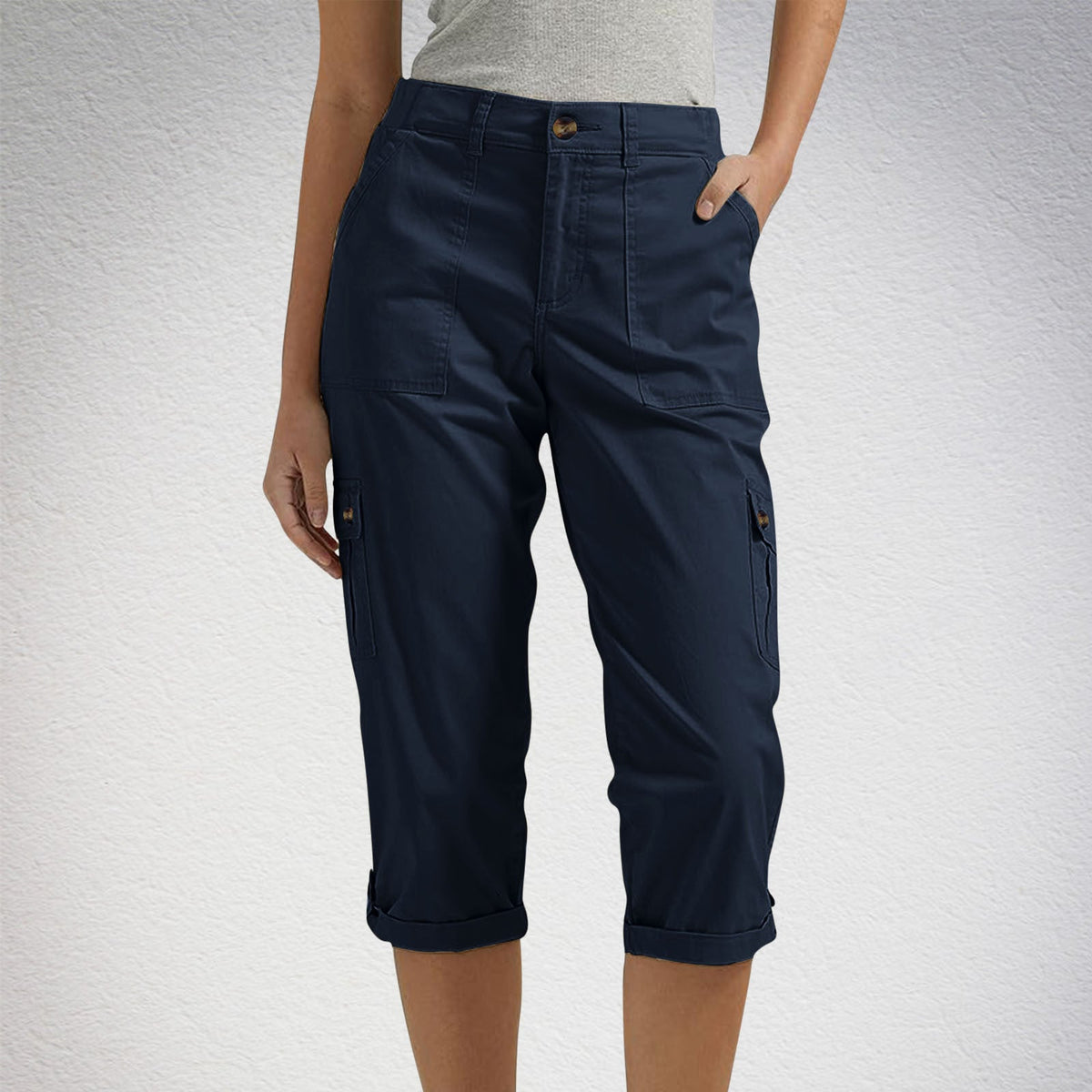 High-Waist Cropped Cargo Pants