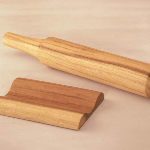 Teak Wood Rolling Pin with Stand