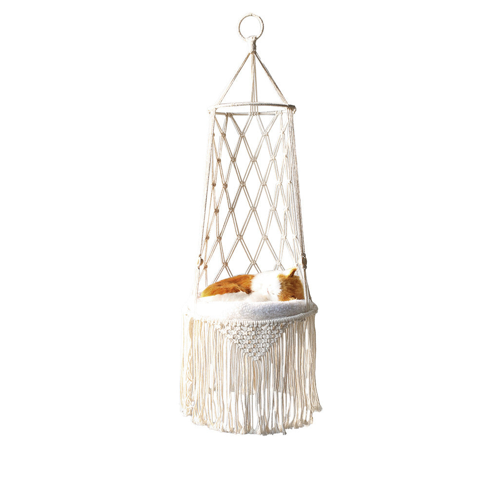 Macrame Wall-Hanging Cat Hammock