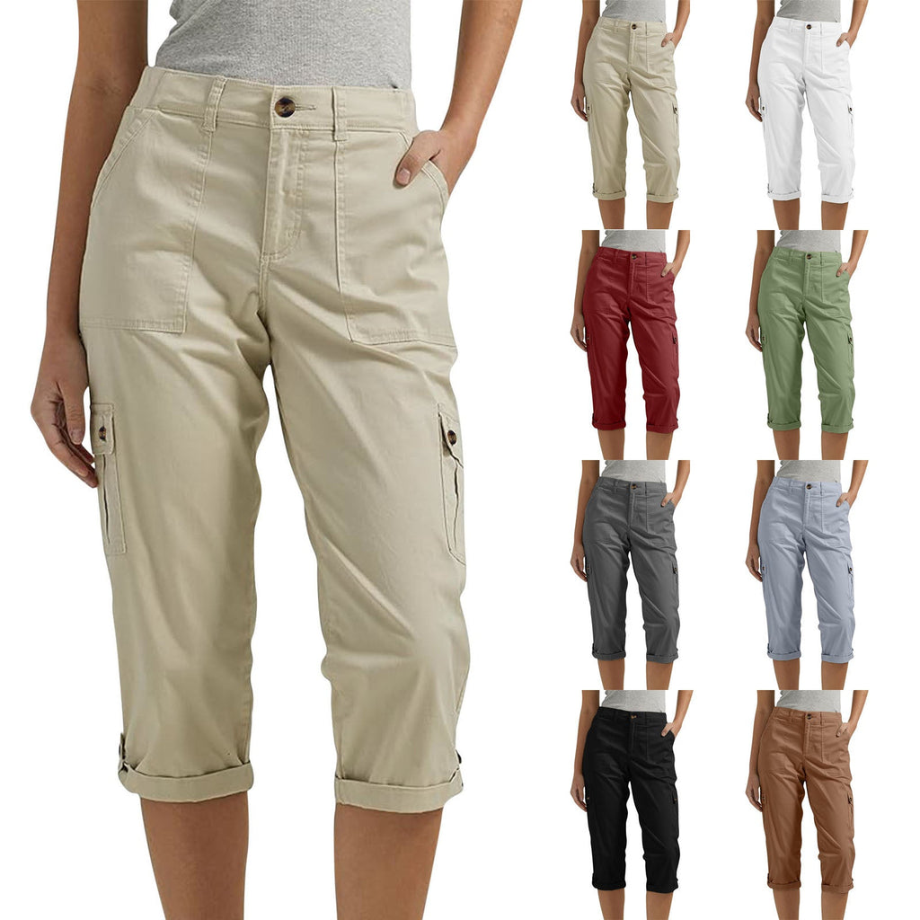 High-Waist Cropped Cargo Pants