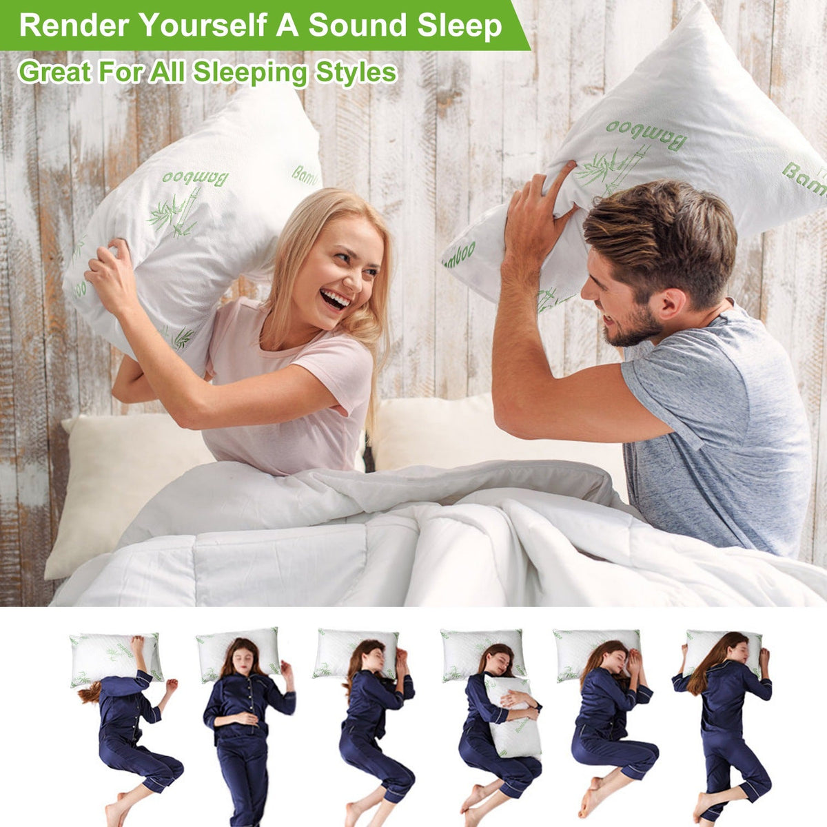 Shredded Memory Foam Pillow with Bamboo Cover