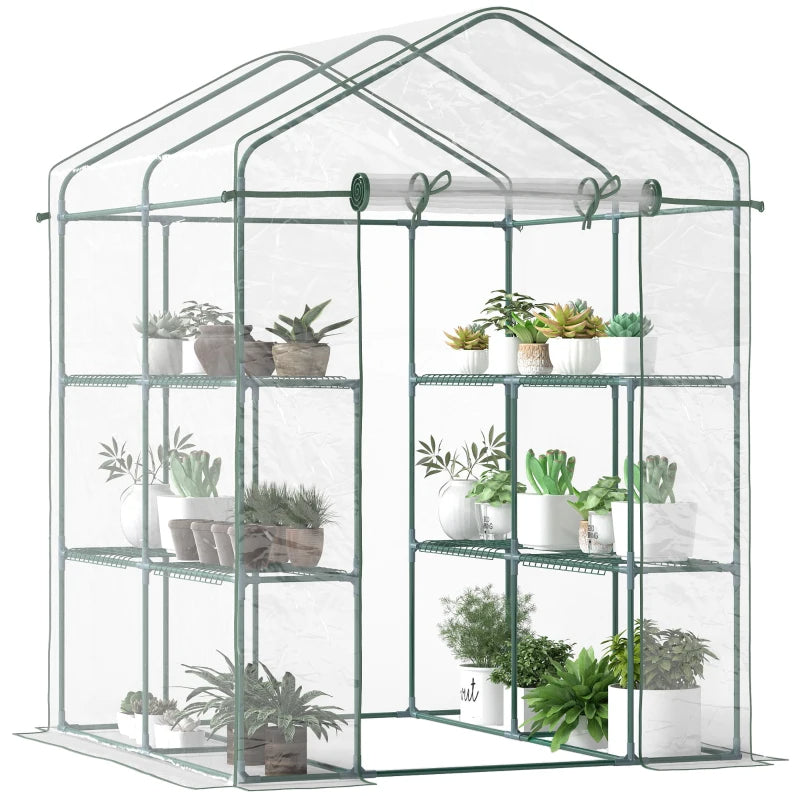 Mini Walk-In Greenhouse with Shelves