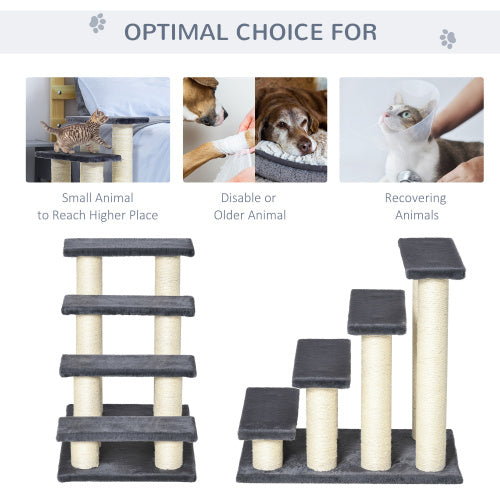 4-Step Pet Stairs with Scratching Post
