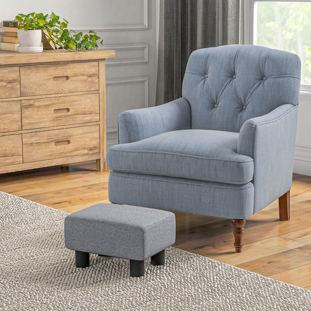 Linen Cube Ottoman Pouf