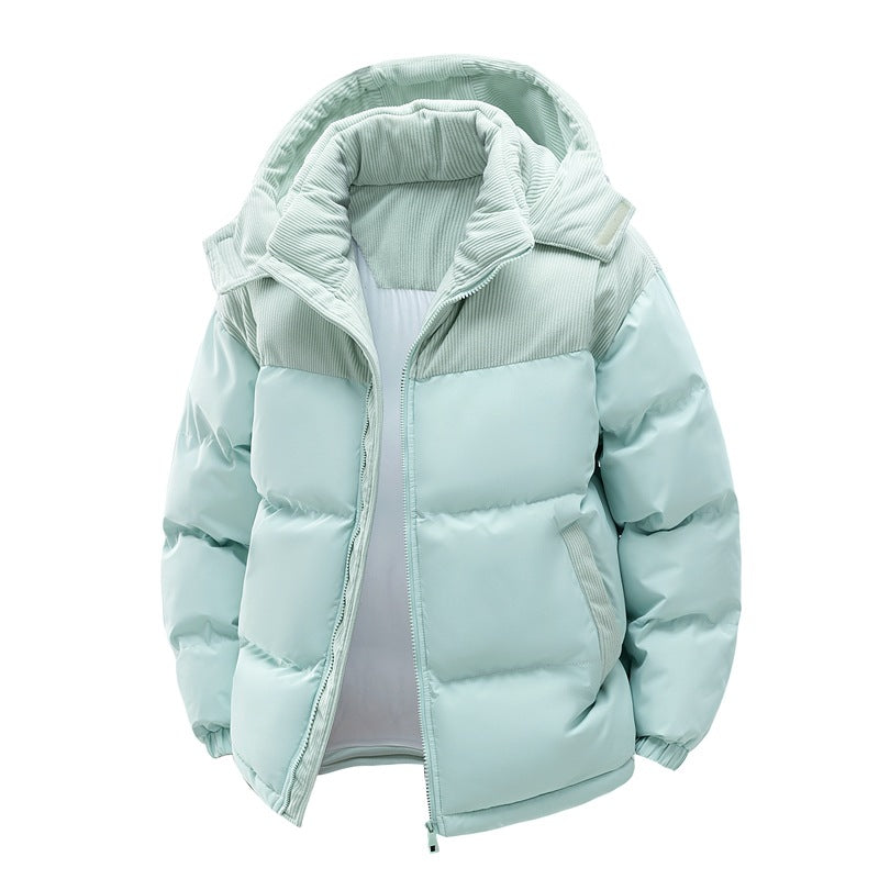 Colorblock Puffer Coat with Detachable Hood