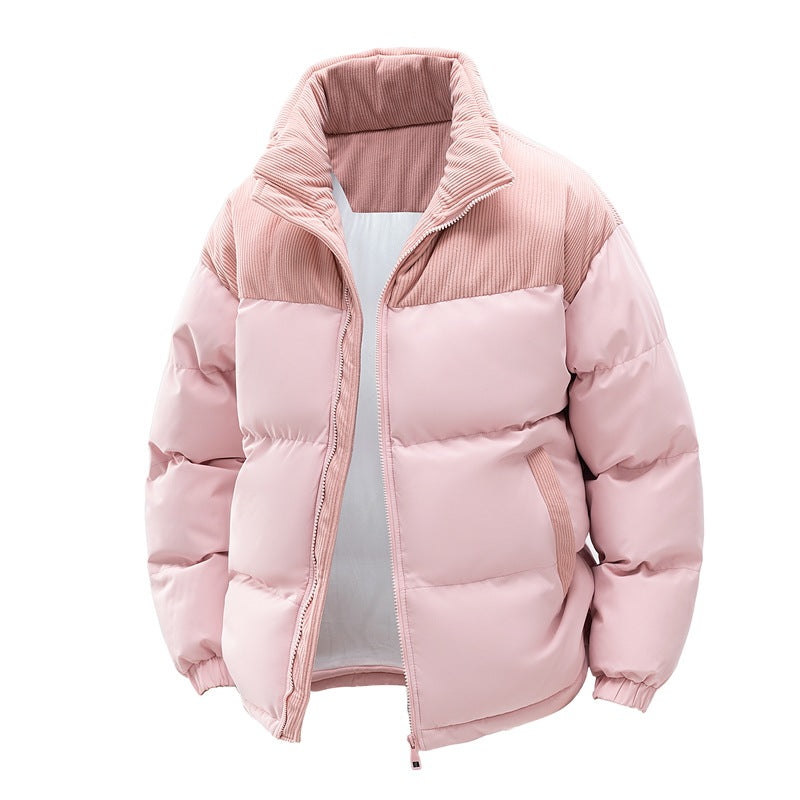 Colorblock Puffer Coat with Detachable Hood
