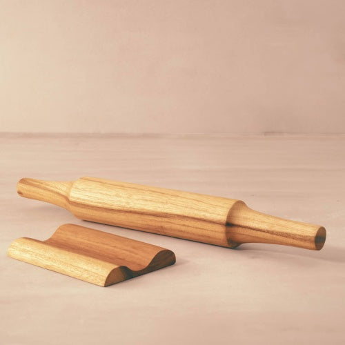 Teak Wood Rolling Pin with Stand
