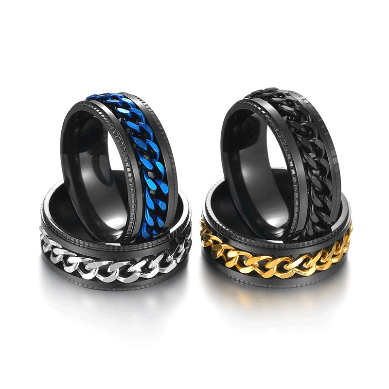 Men's Cuban Chain Spinner Ring
