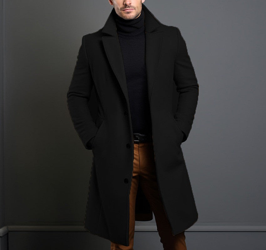 Men's Mid-Length Wool-Blend Overcoat