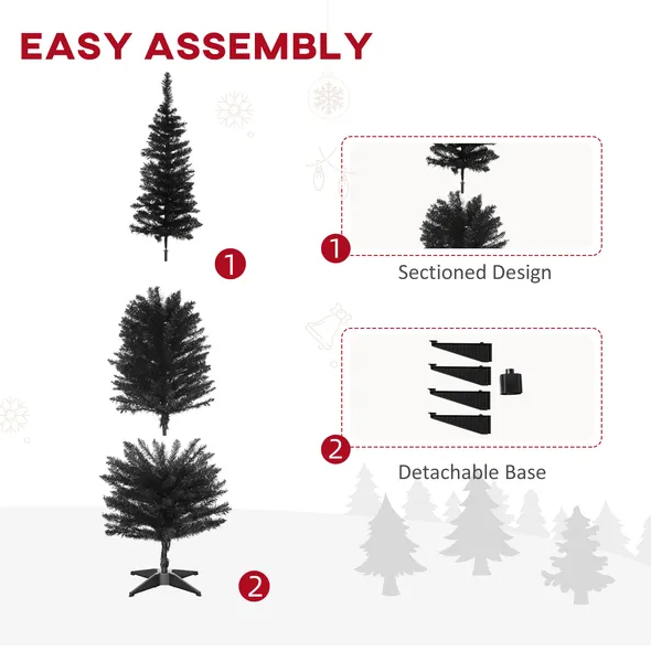 6 ft Black Pencil Christmas Tree