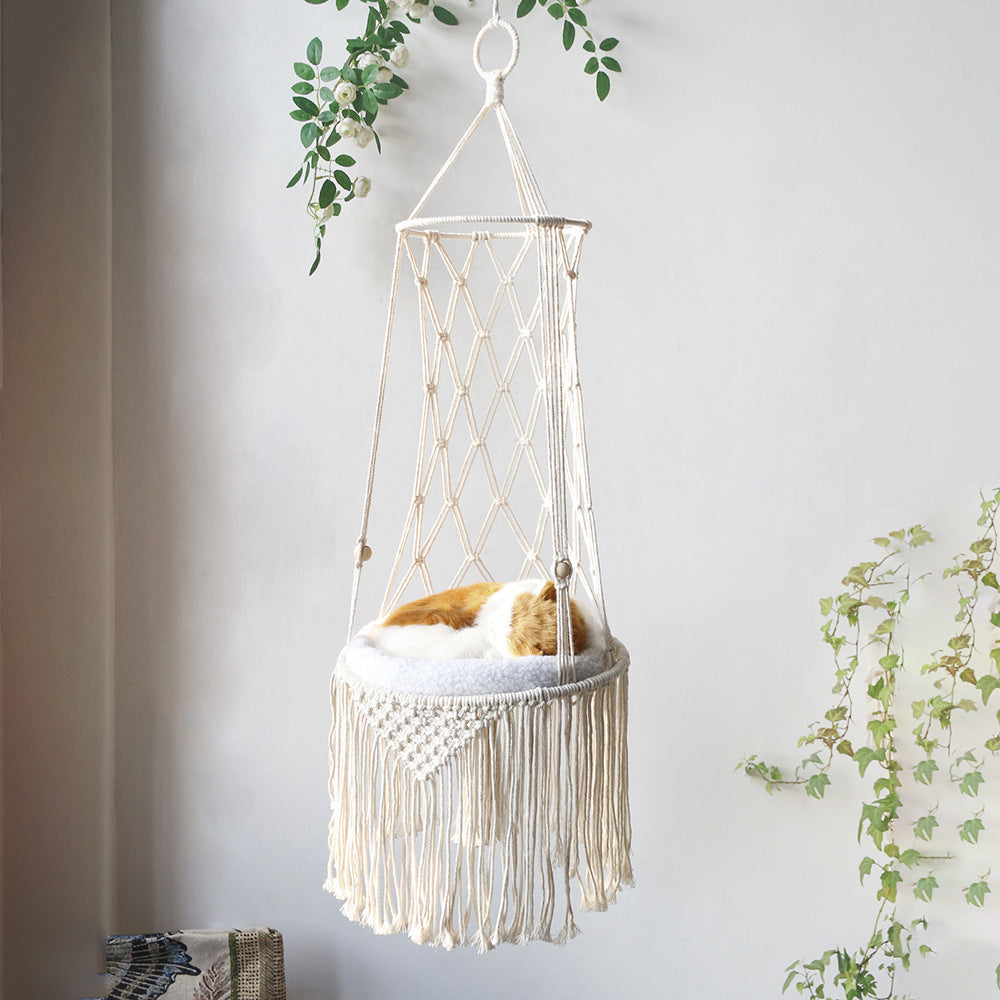 Macrame Wall-Hanging Cat Hammock