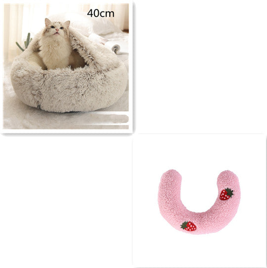 2-in-1 Plush Pet Bed & Cave