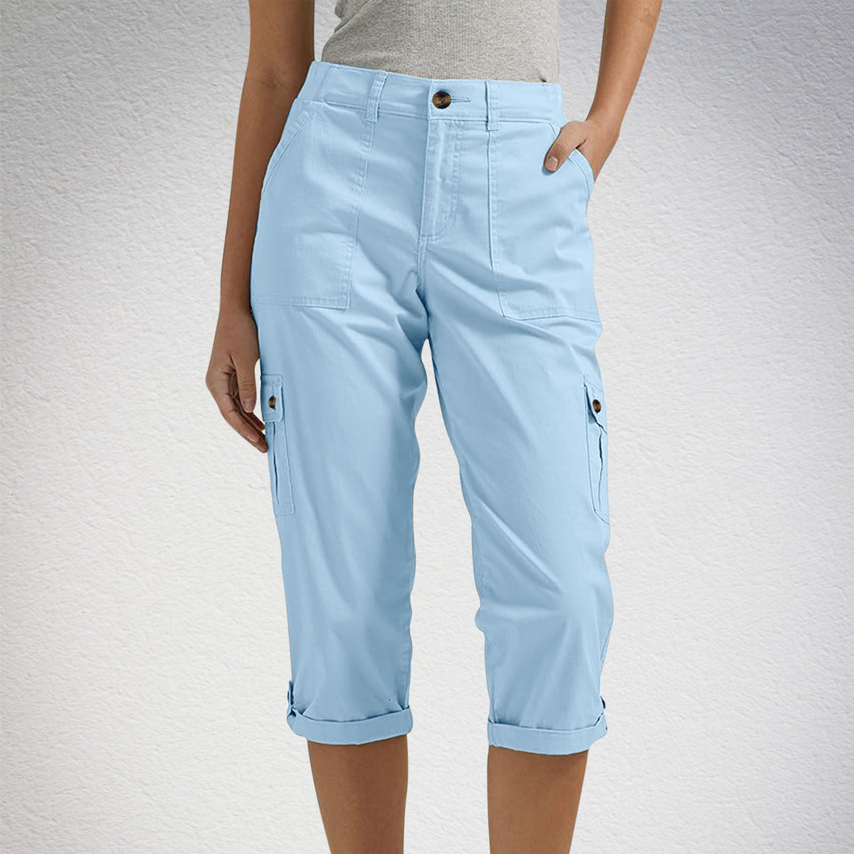 High-Waist Cropped Cargo Pants
