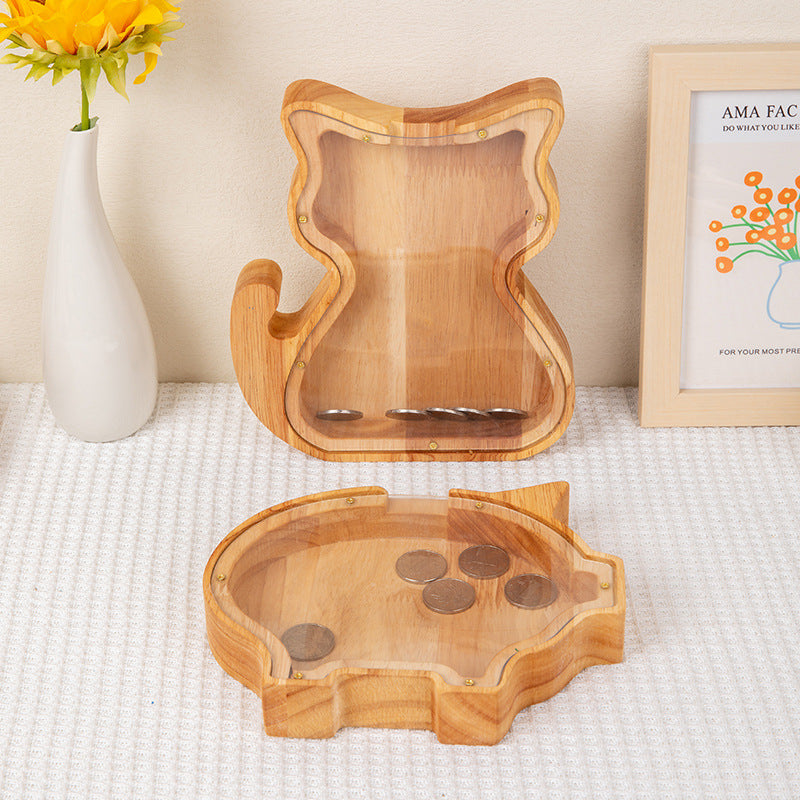 Wooden Animal Coin Bank