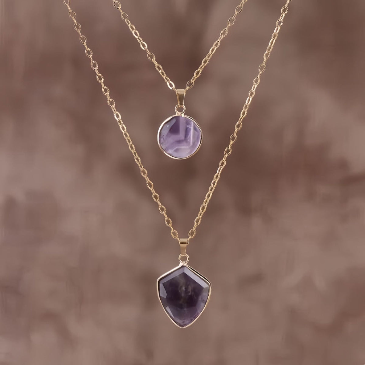 Stone Pendant Double-Chain Necklace