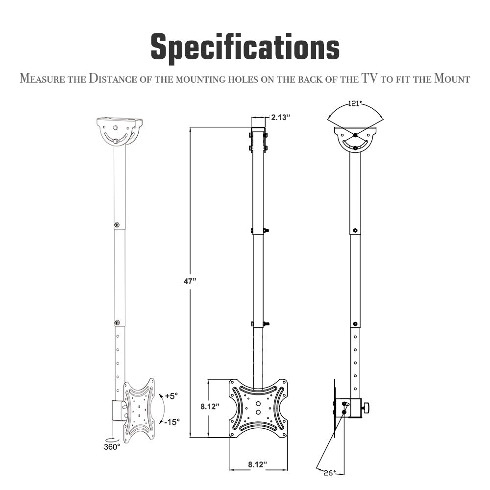 Adjustable Ceiling TV Mount (32–55 in)
