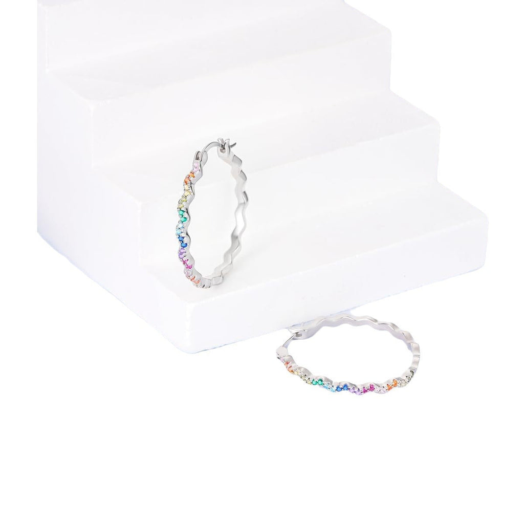 Colorful Rhinestone Wave Earrings